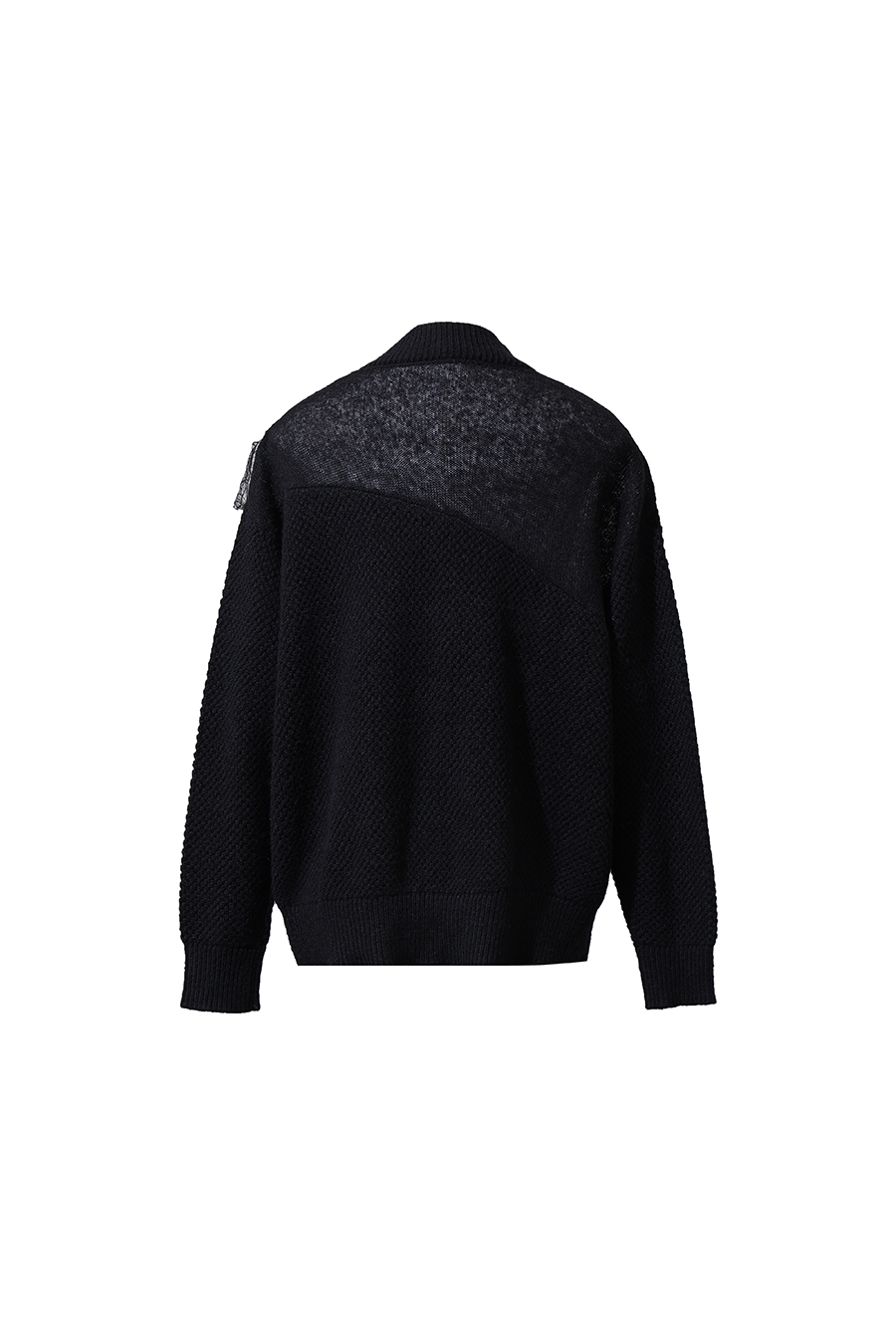 Lace-Trimmed Mock Neck Sweater|AMII