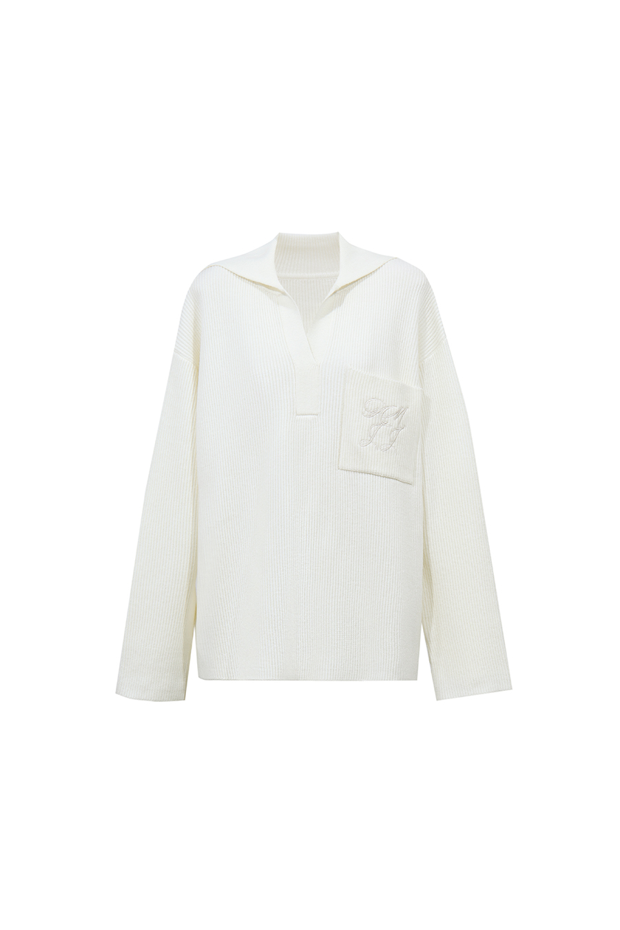 Contrast Embroidered Pocket Sweater|AMII