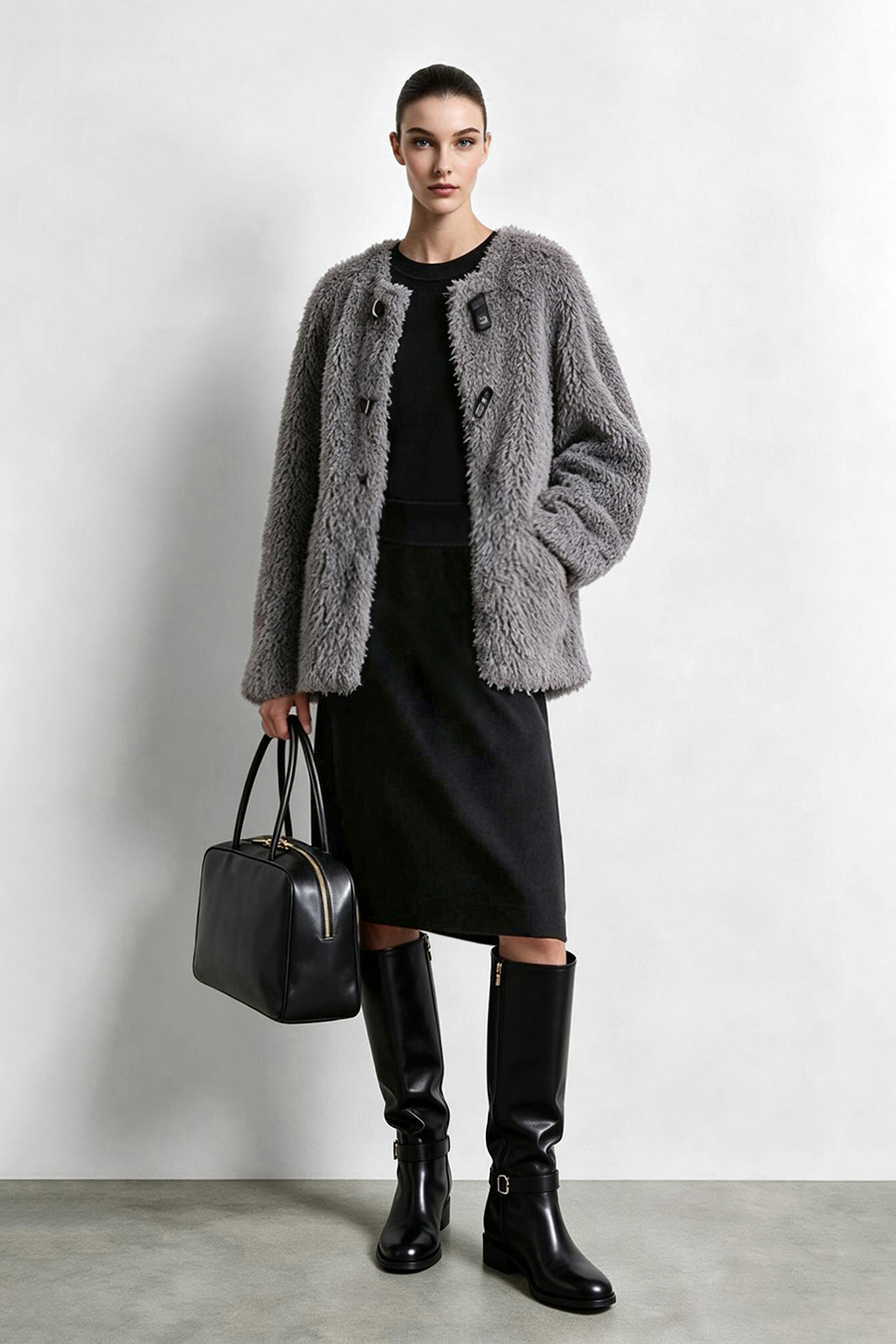 Mock Neck Belted Dress|AMII