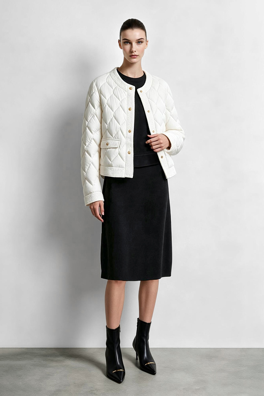 Mock Neck Belted Dress|AMII