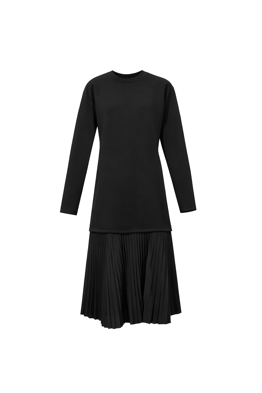 Air-Layer Contrast-Paneled Dress|AMII