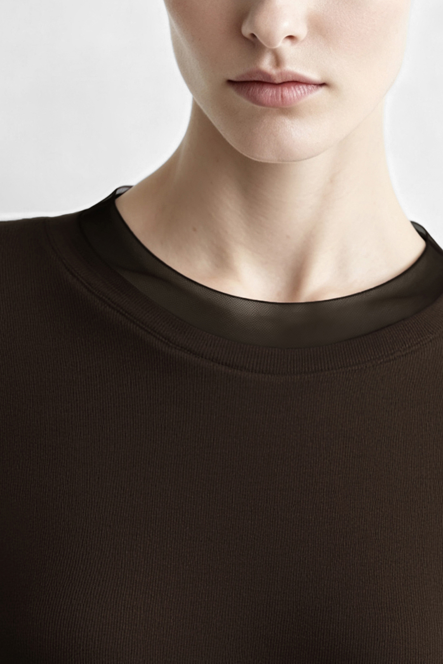 Mesh Splicing Crew Neck T‑Shirt|AMII