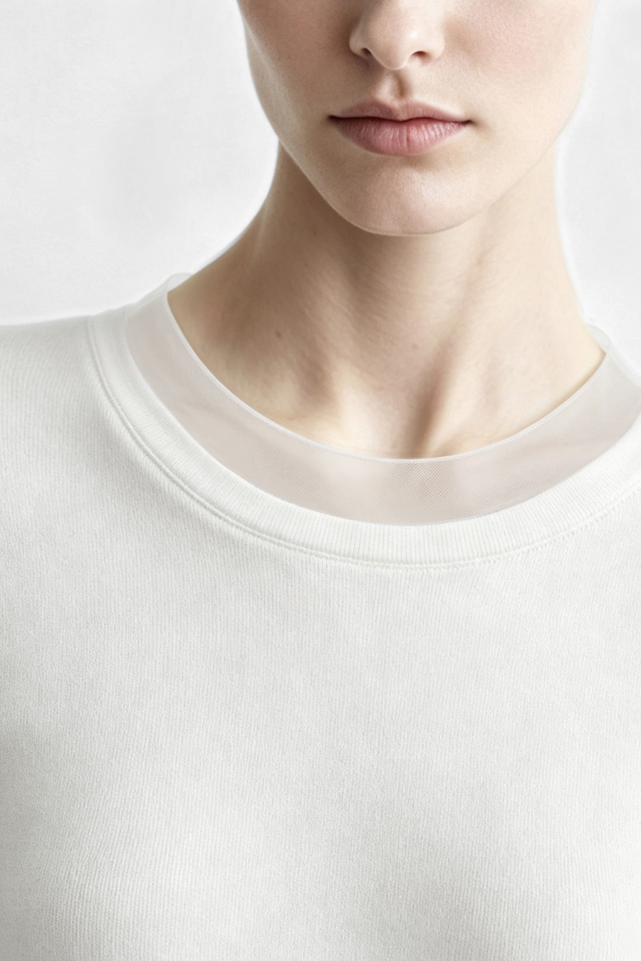 Mesh Splicing Crew Neck T‑Shirt|AMII