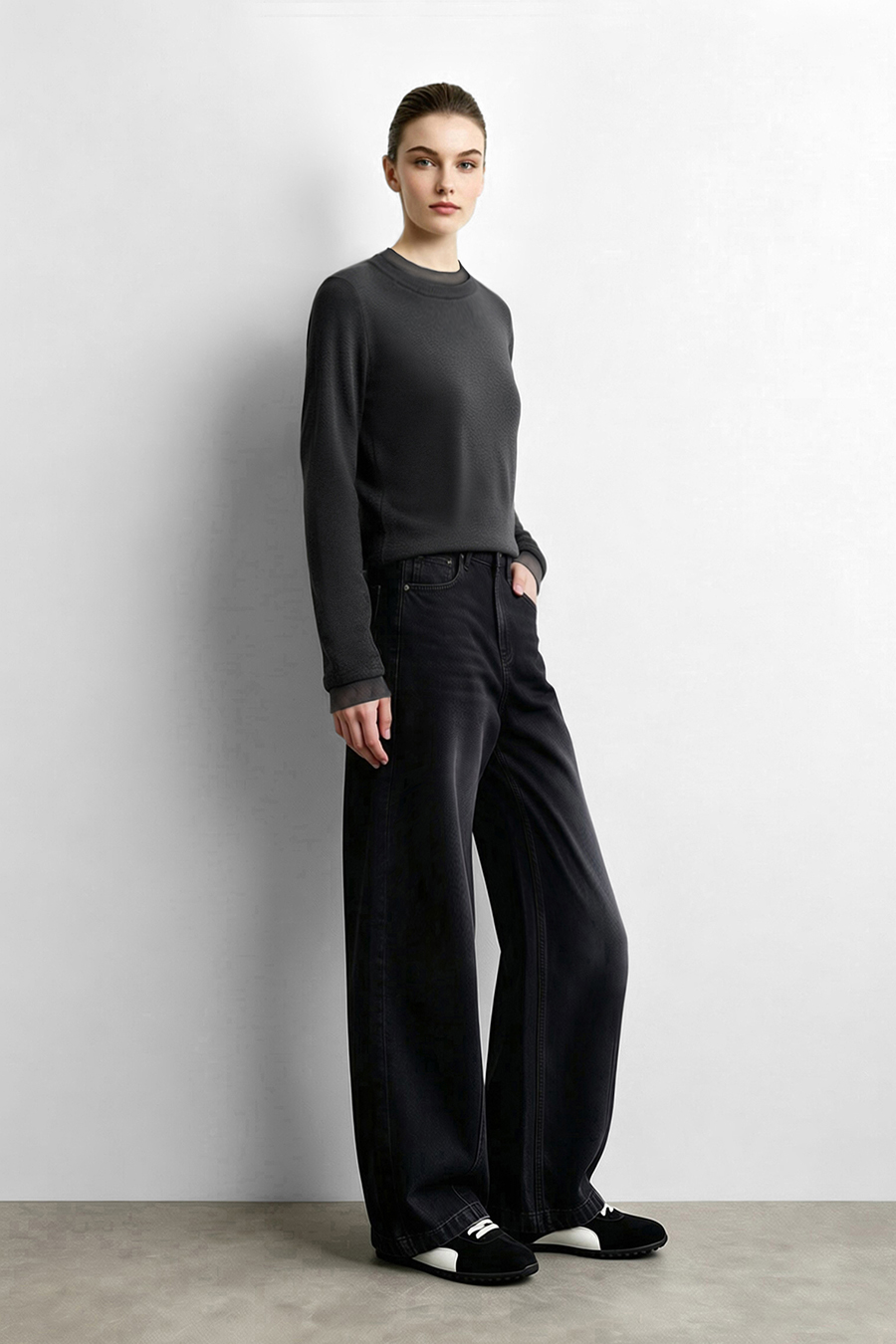 Mesh Splicing Crew Neck T‑Shirt|AMII