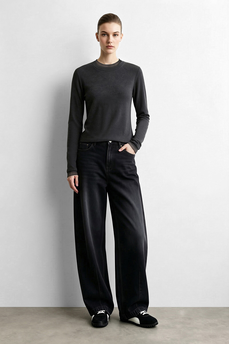 Mesh Splicing Crew Neck T‑Shirt|AMII