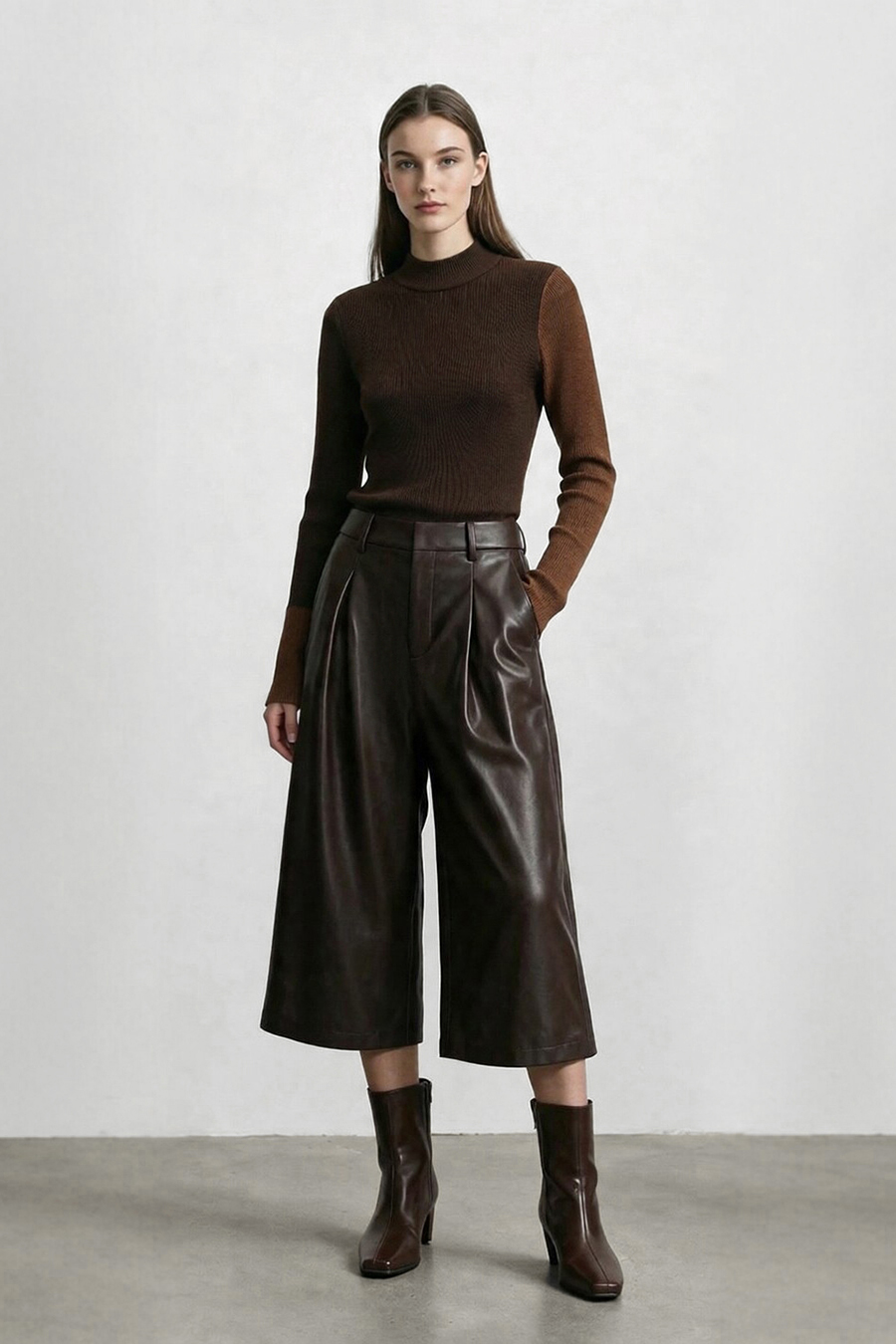 Mock Neck Color-Block Sweater|AMII