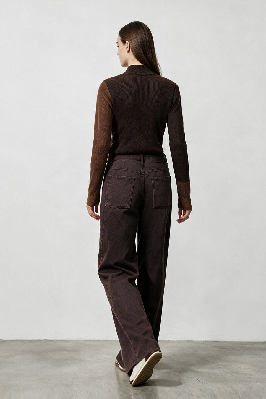 Mock Neck Color-Block Sweater|AMII