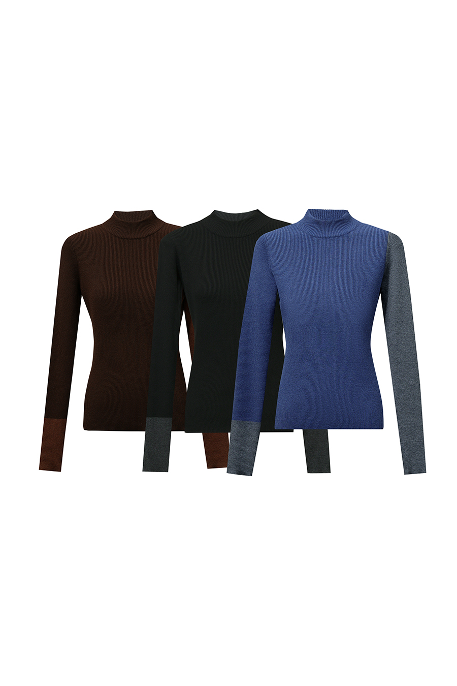 Mock Neck Color-Block Sweater|AMII