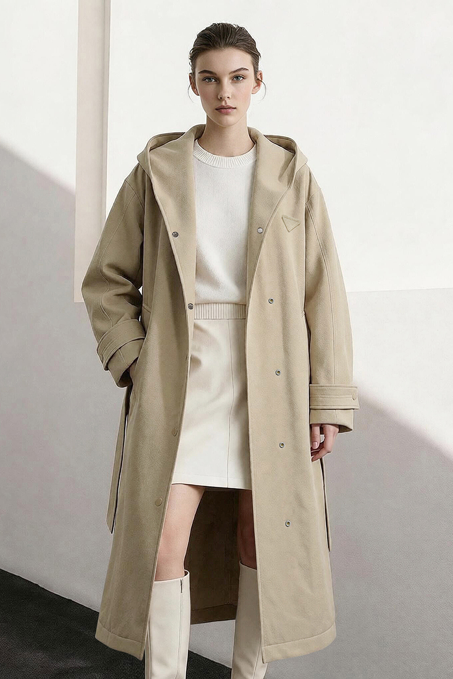 Hollow Yarn Hooded Down Jacket|AMII