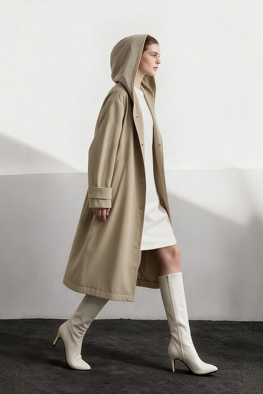 Hollow Yarn Hooded Down Jacket|AMII
