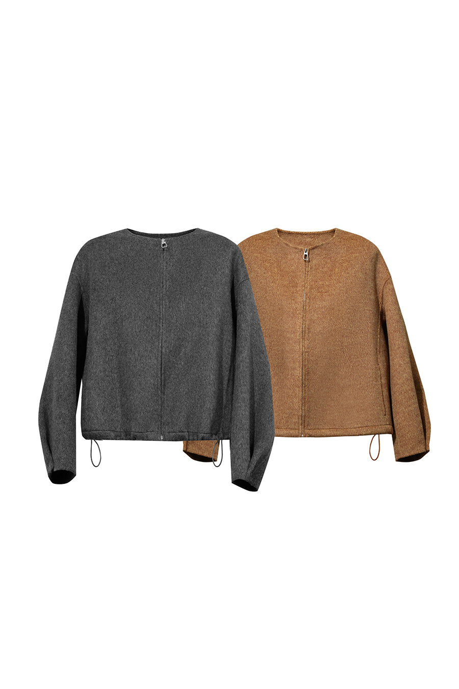Crew Neck Wool Double-Faced Coat|AMII