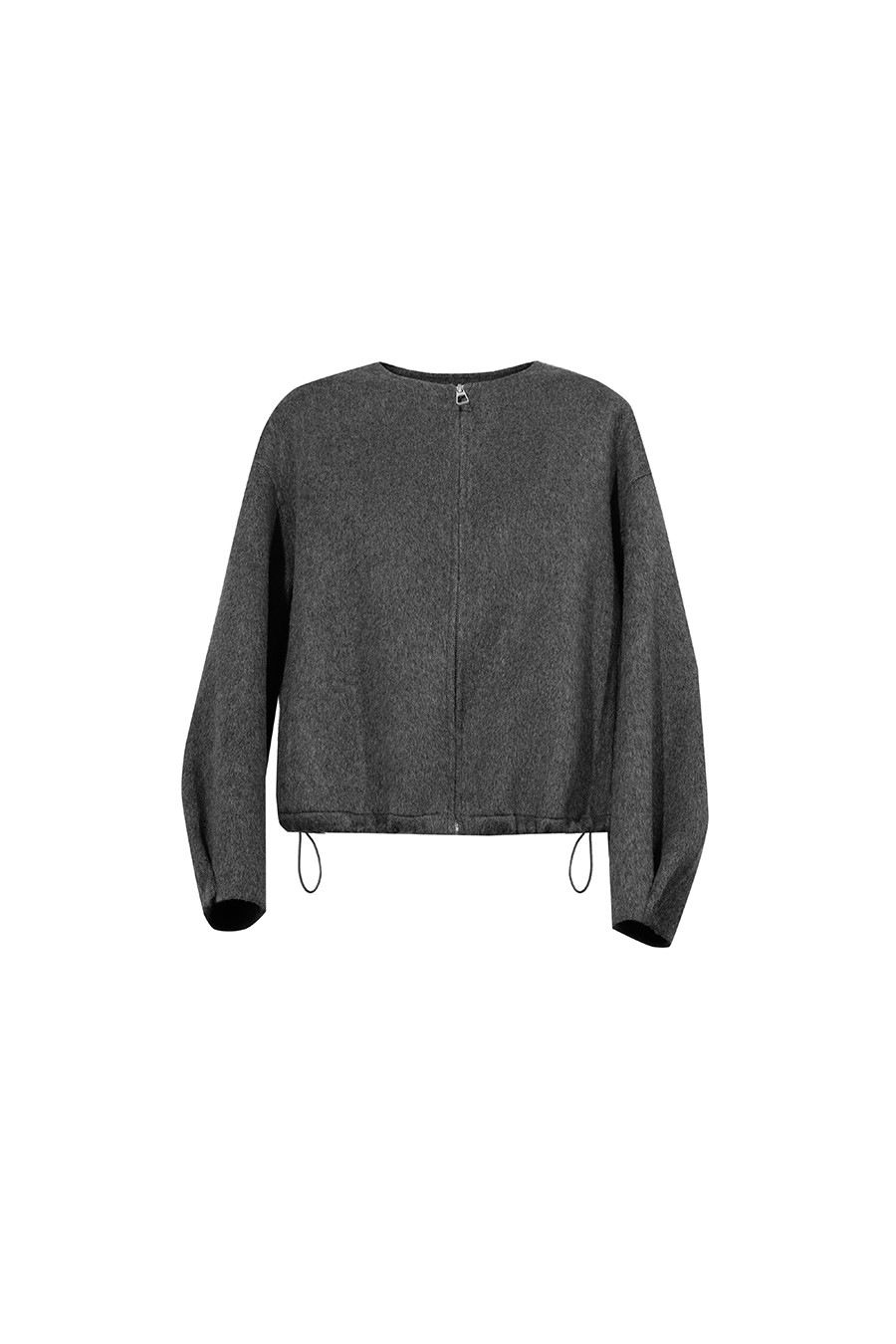 Crew Neck Wool Double-Faced Coat|AMII