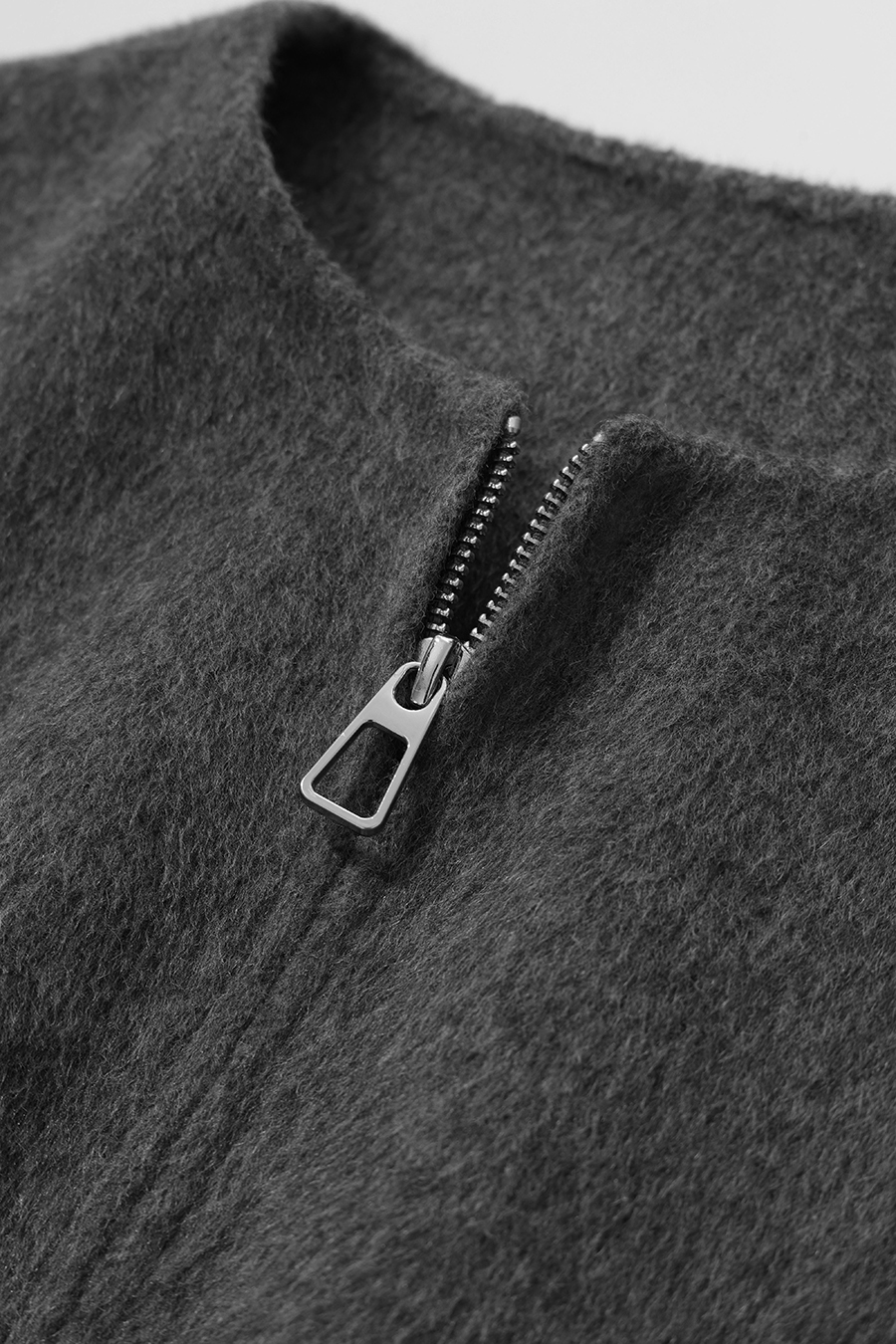 Crew Neck Wool Double-Faced Coat|AMII