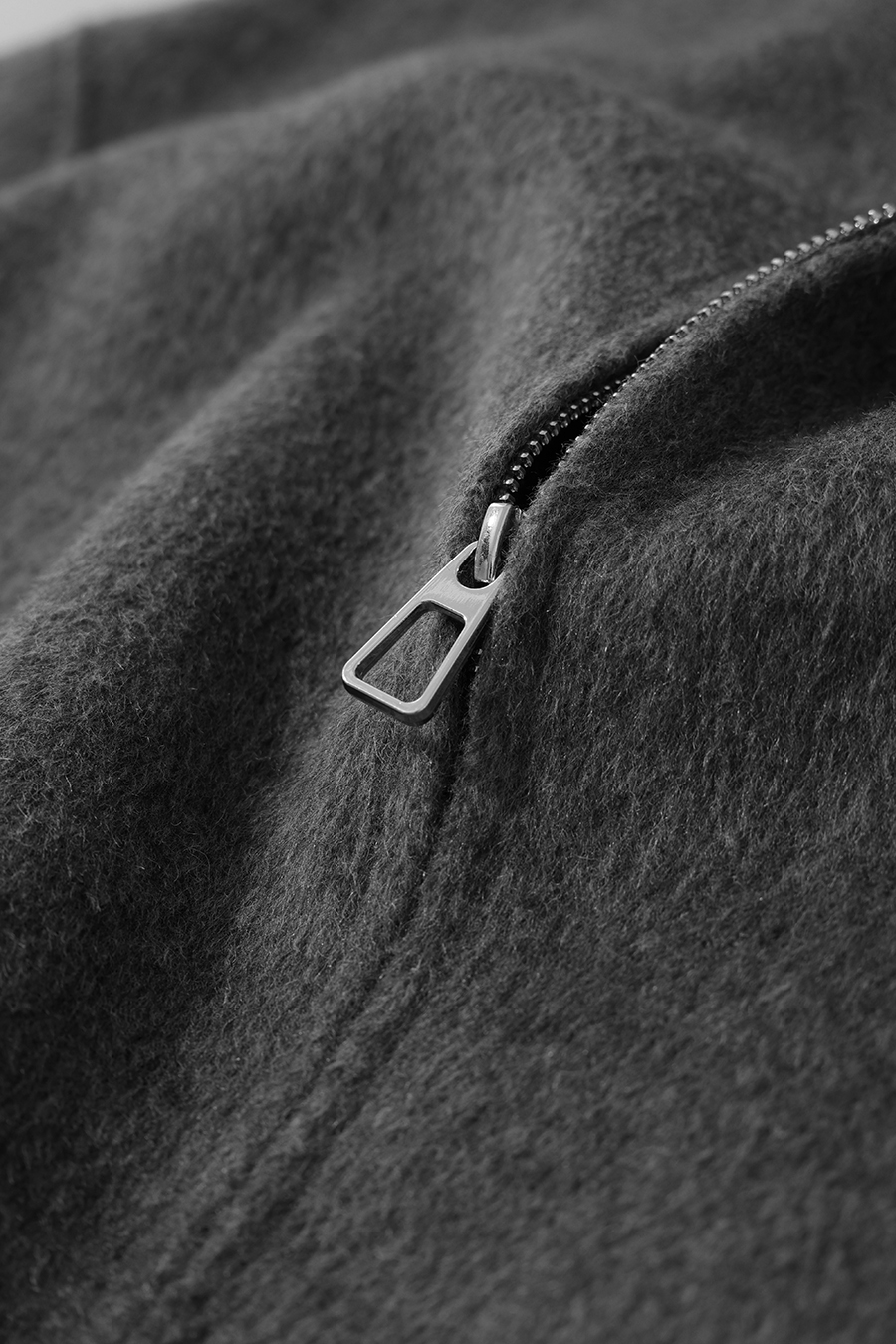 Crew Neck Wool Double-Faced Coat|AMII