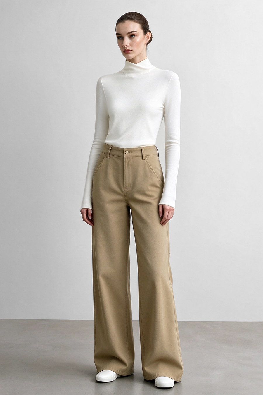 Mock Neck Brushed T-Shirt|AMII