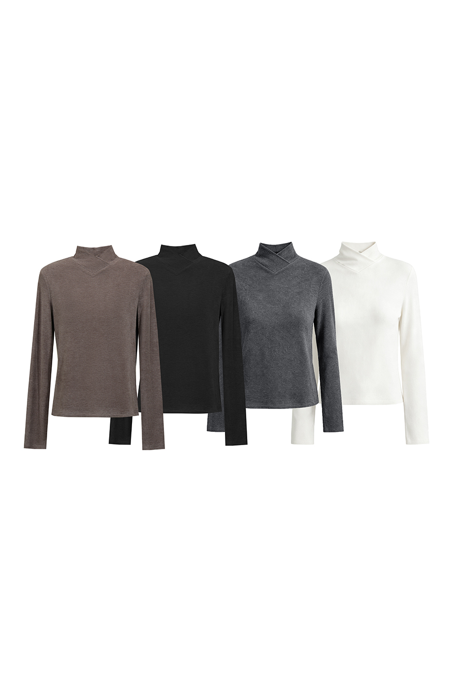 Mock Neck Brushed T-Shirt|AMII