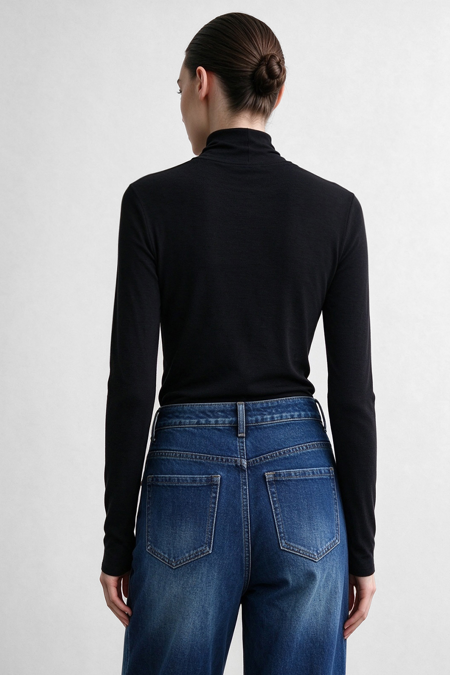 Mock Neck Brushed T-Shirt|AMII