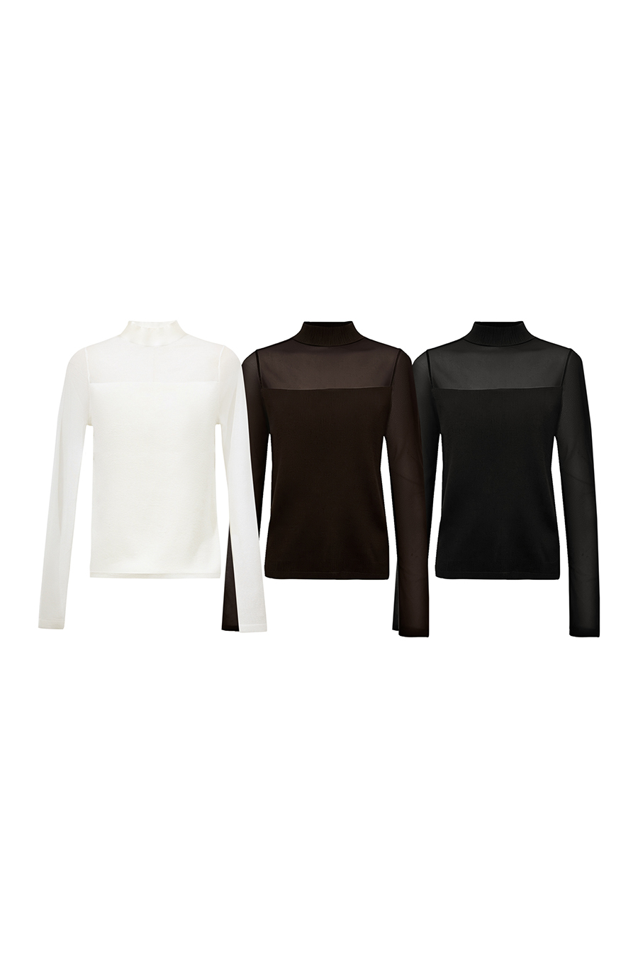 Contrast Spliced Sheer Knit Sweater|AMII