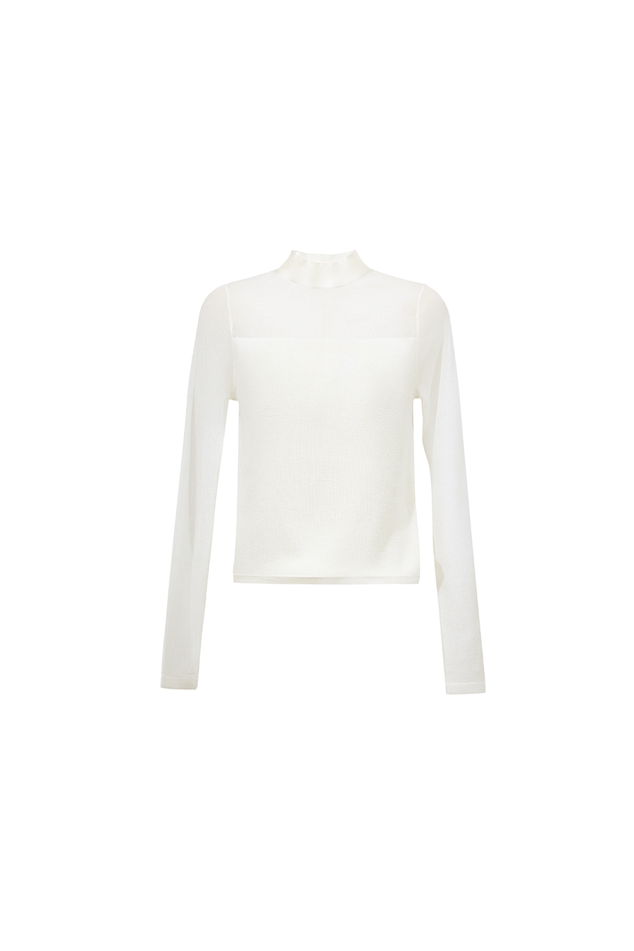 Contrast Spliced Sheer Knit Sweater|AMII