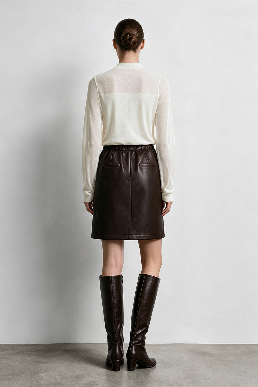 Contrast Spliced Sheer Knit Sweater|AMII