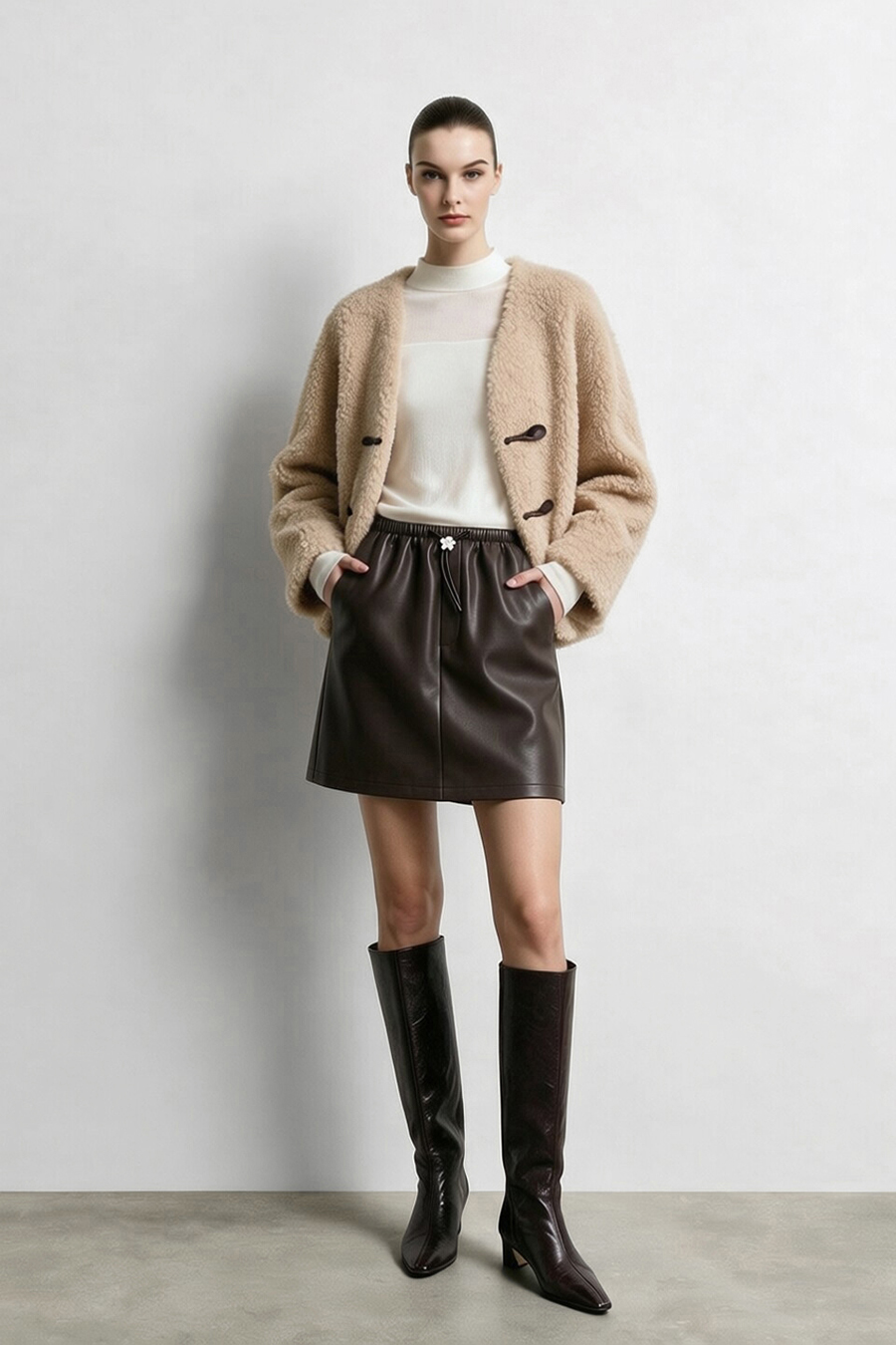 Contrast Spliced Sheer Knit Sweater|AMII