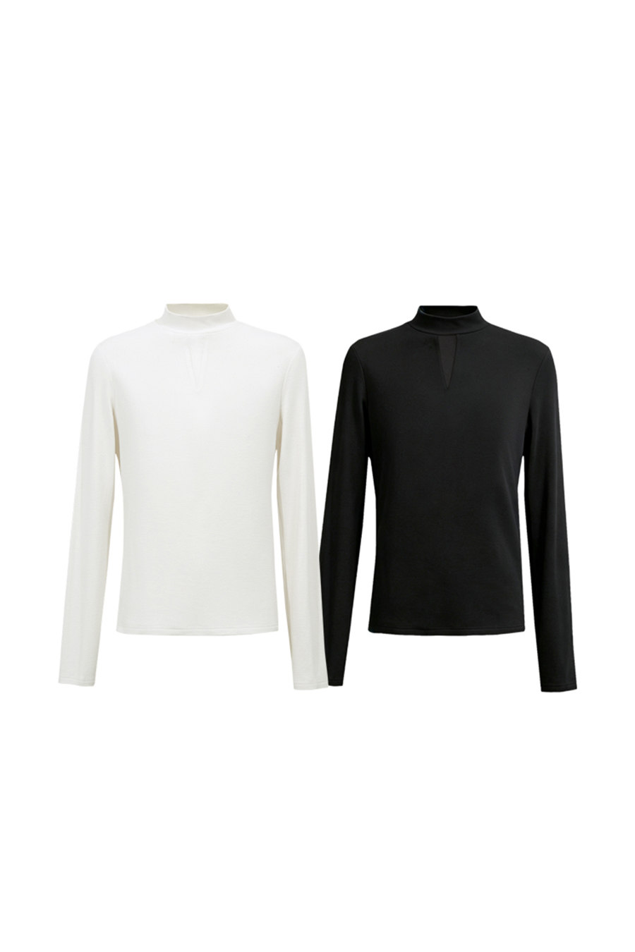 Mesh-Paneled Mock Neck T-Shirt|AMII