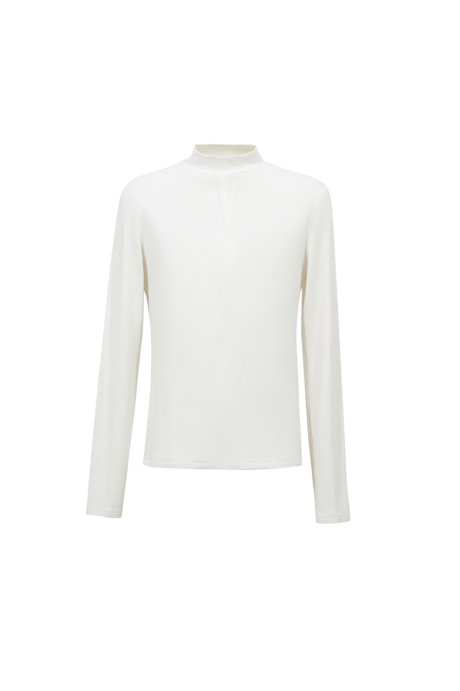 Mesh-Paneled Mock Neck T-Shirt|AMII