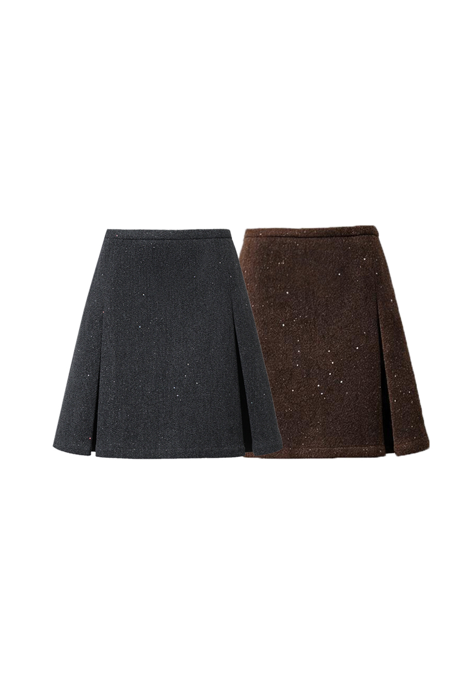 Silver Foil Knit Wool Skirt|AMII