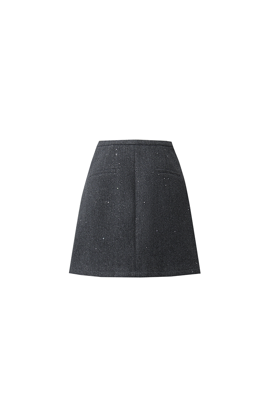 Silver Foil Knit Wool Skirt|AMII