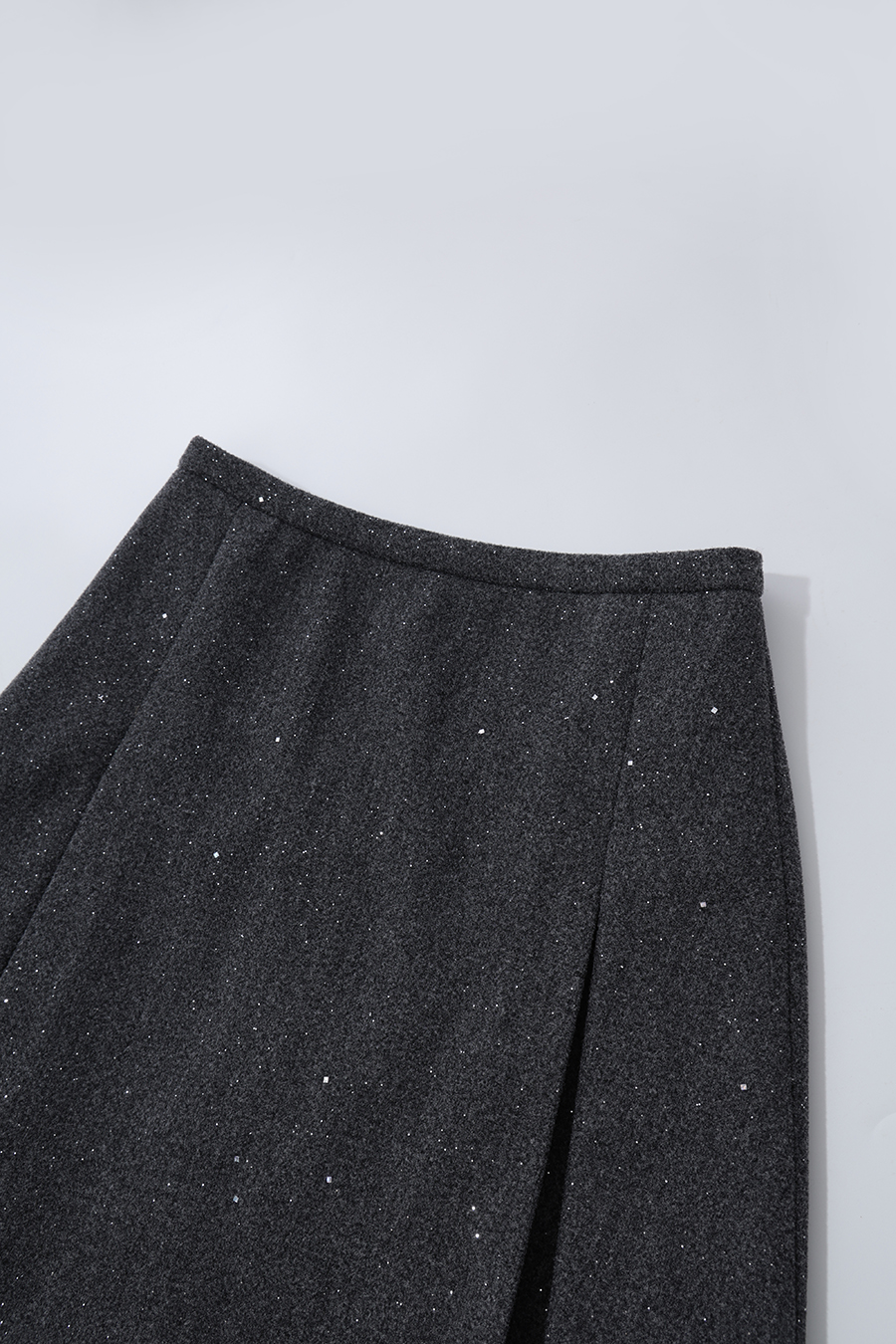 Silver Foil Knit Wool Skirt|AMII