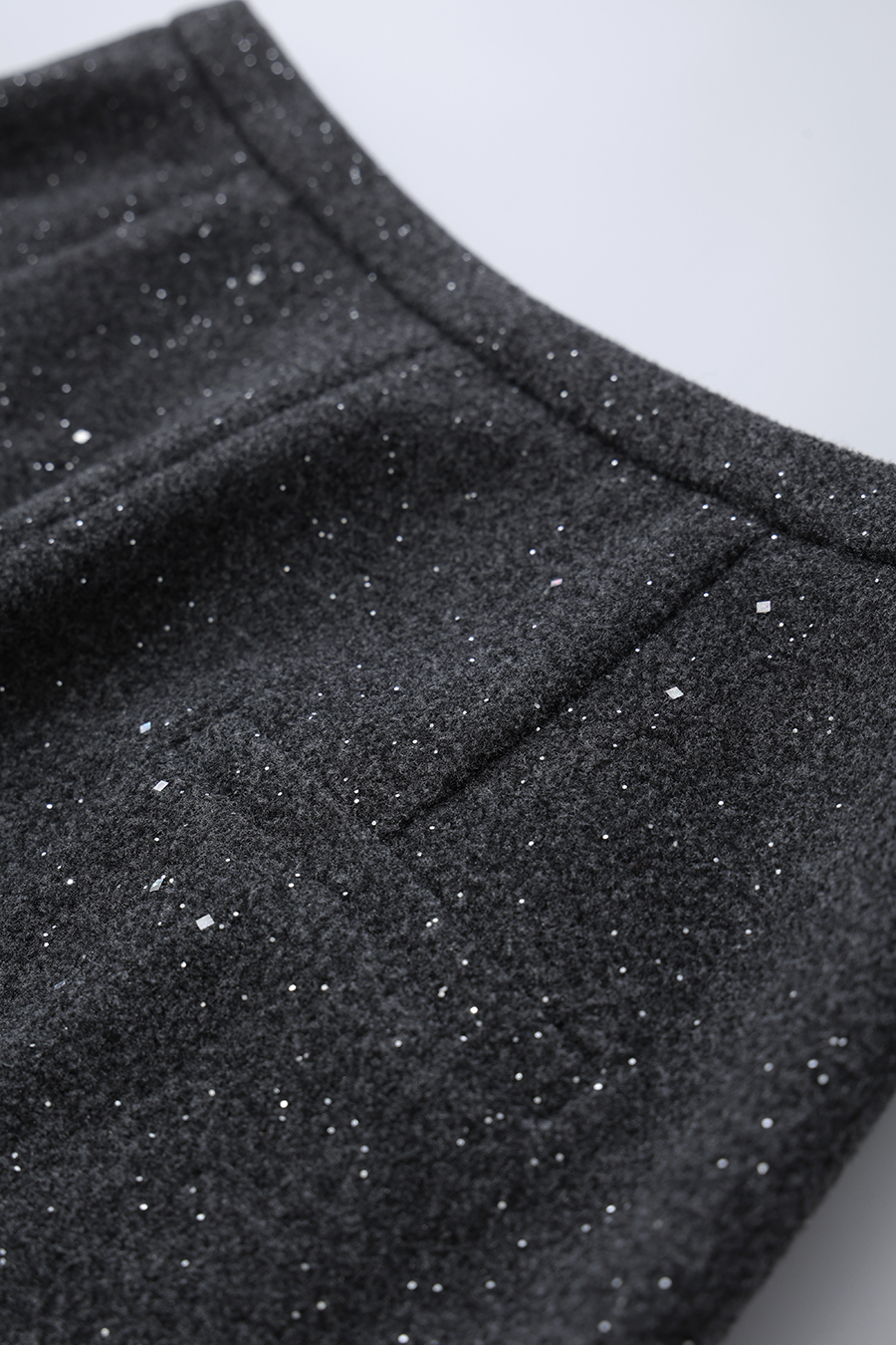 Silver Foil Knit Wool Skirt|AMII