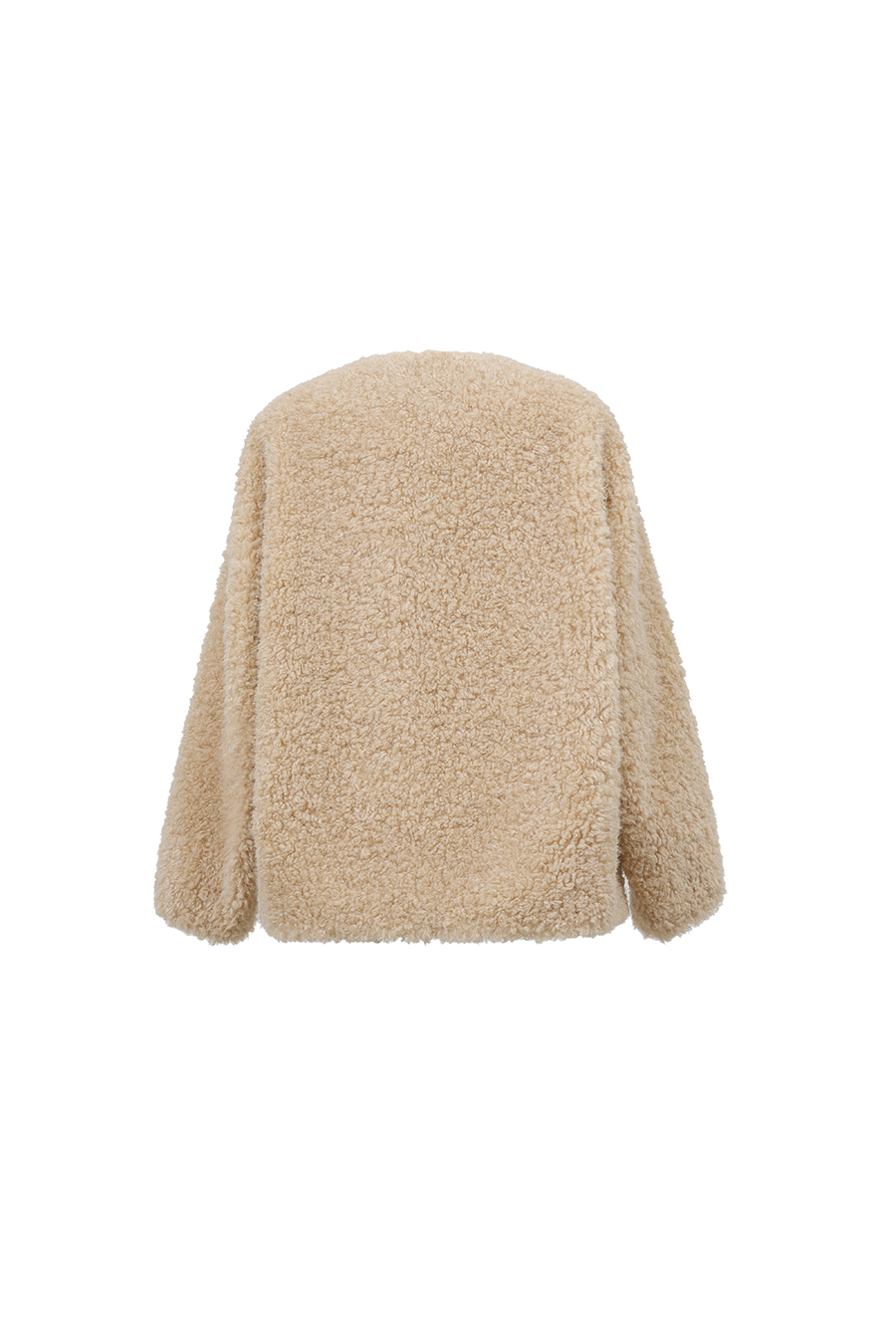 V-Neck Bouclé Fleece Fur Coat|AMII