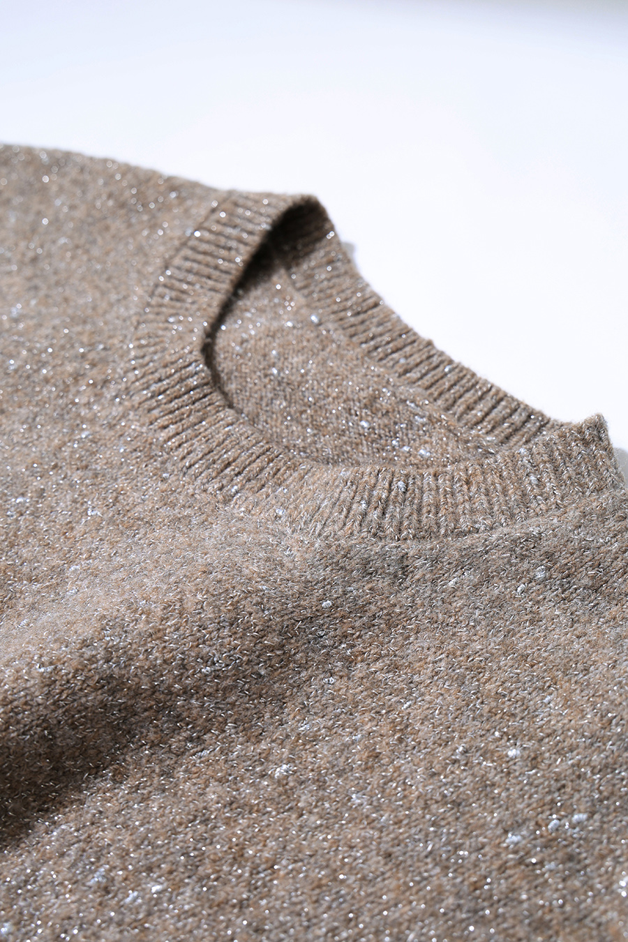 Silver Metallic Fancy Yarn Beaded Sweater|AMII
