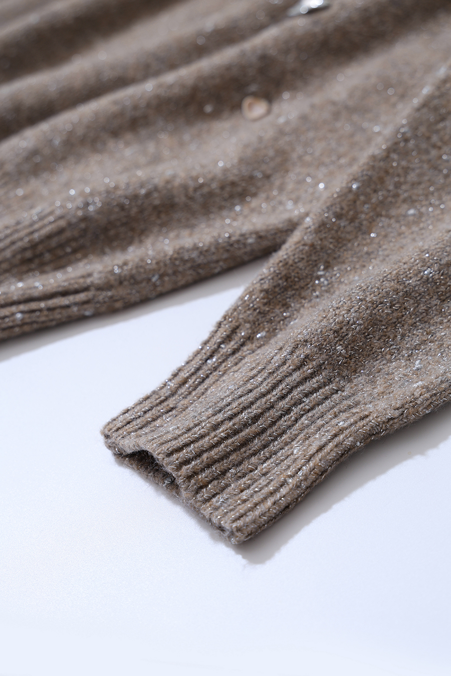 Silver Metallic Fancy Yarn Beaded Sweater|AMII