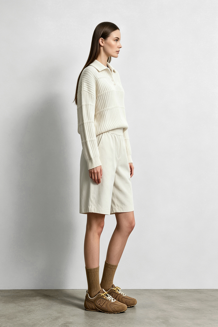 Button Half-Placket Sweater|AMII