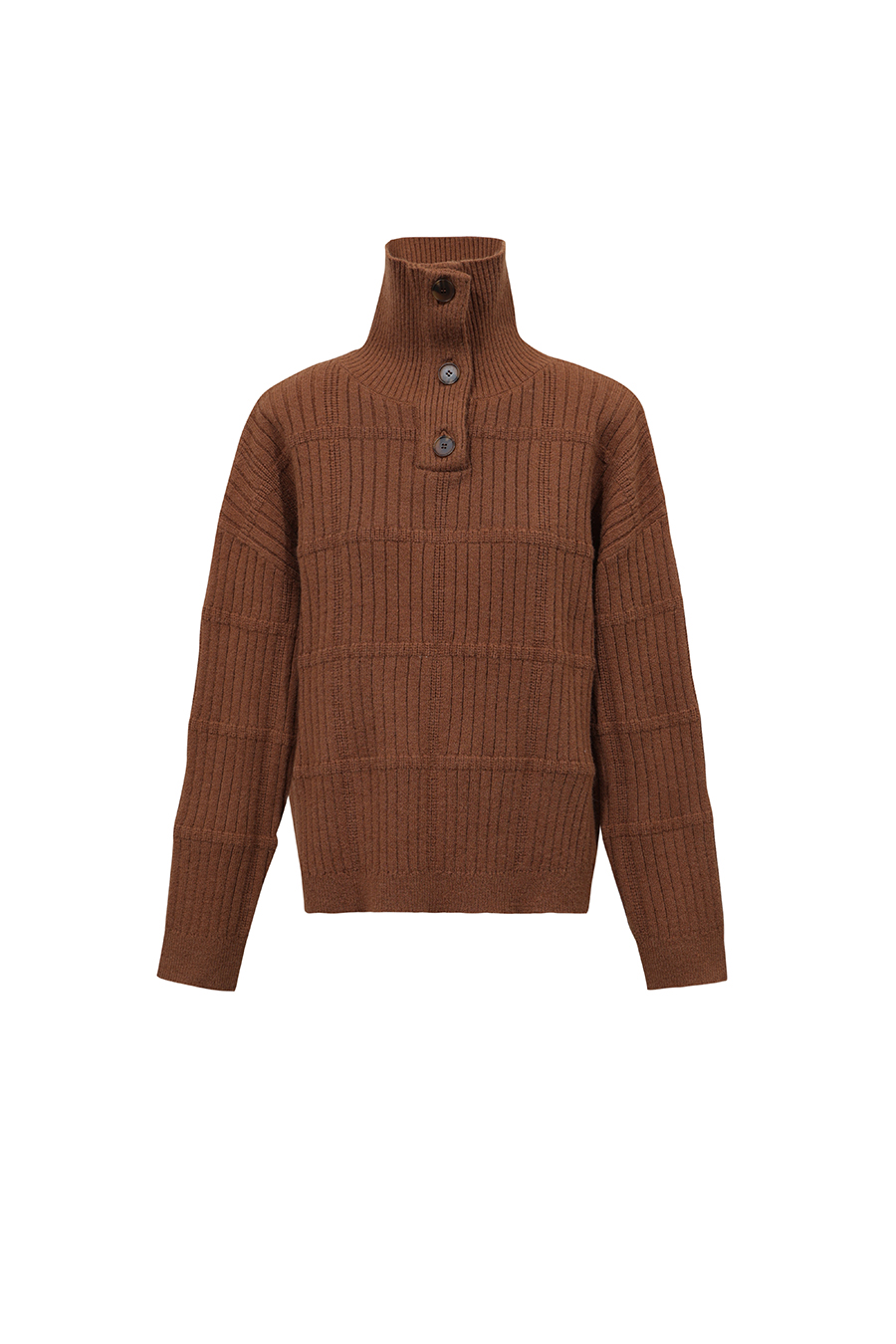 Button Half-Placket Sweater|AMII