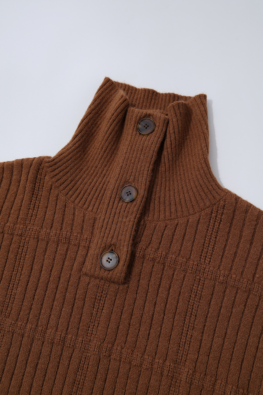 Button Half-Placket Sweater|AMII