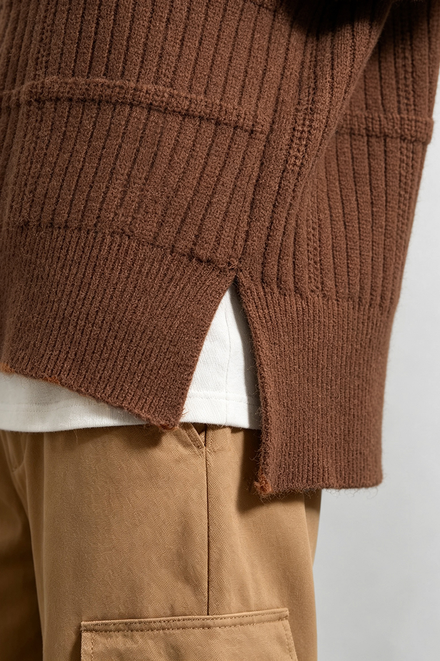 Button Half-Placket Sweater|AMII