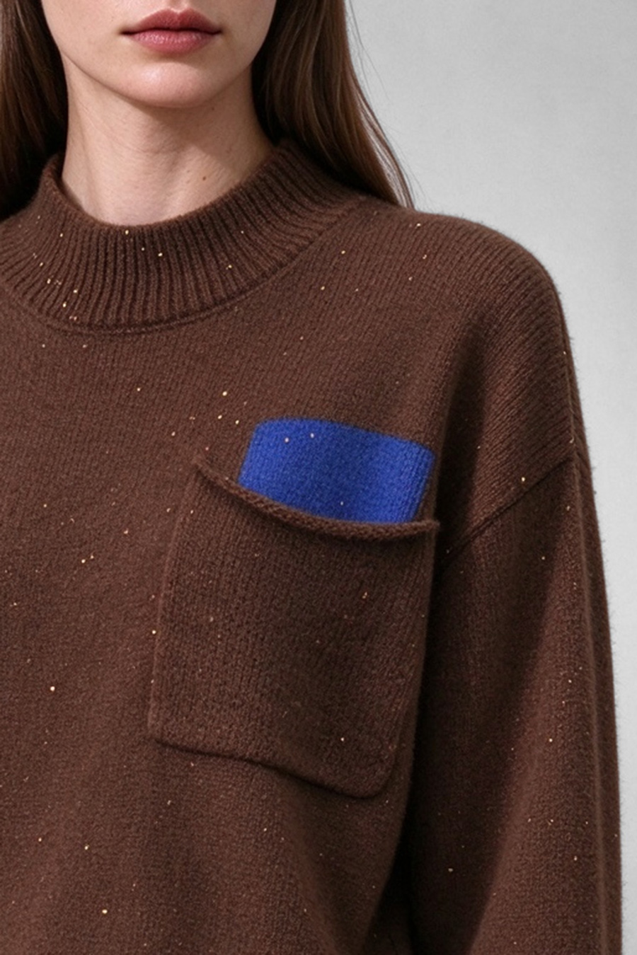Sequin Yarn Color-Block Sweater|AMII