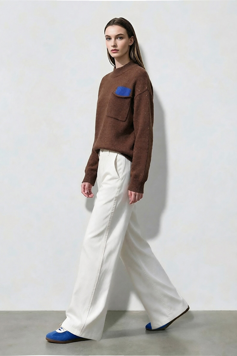Sequin Yarn Color-Block Sweater|AMII