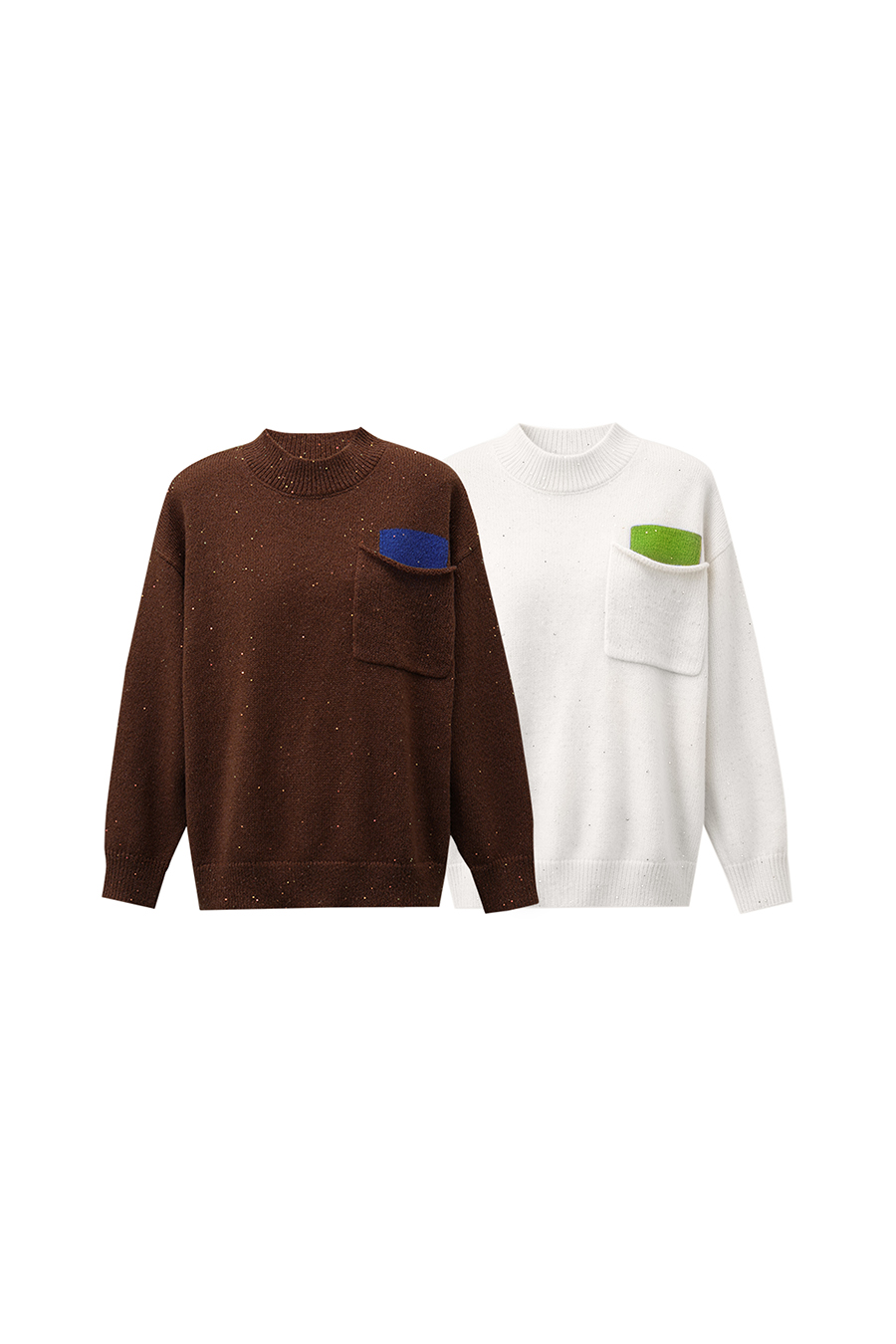 Sequin Yarn Color-Block Sweater|AMII