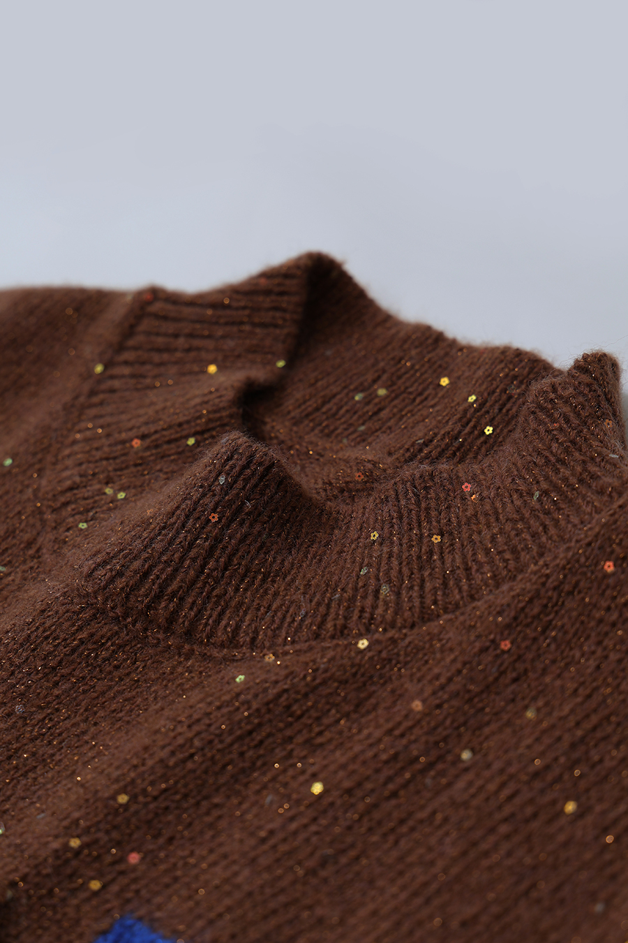 Sequin Yarn Color-Block Sweater|AMII
