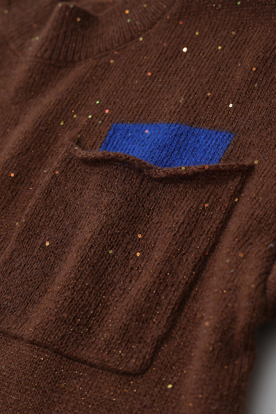 Sequin Yarn Color-Block Sweater|AMII