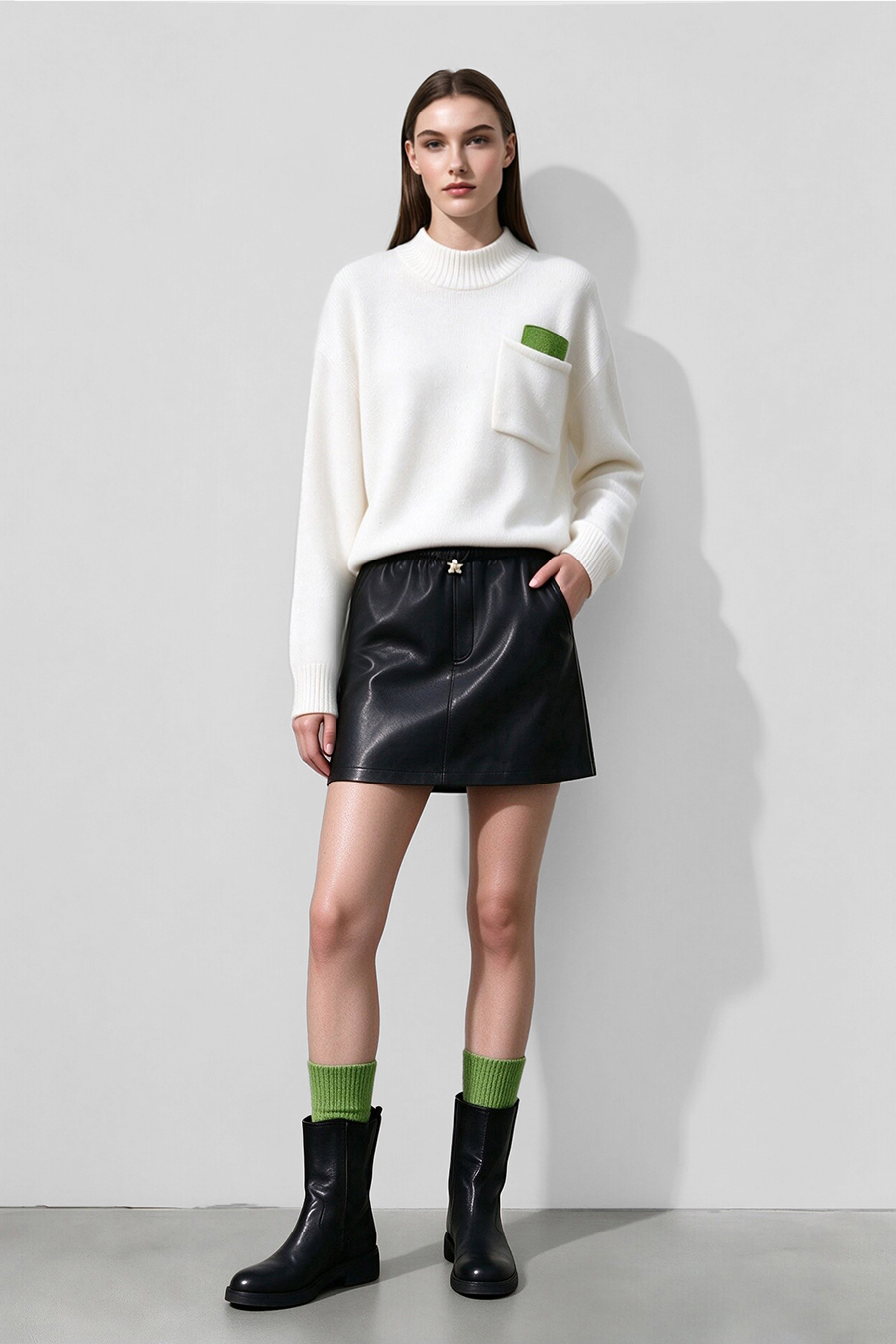 Sequin Yarn Color-Block Sweater|AMII
