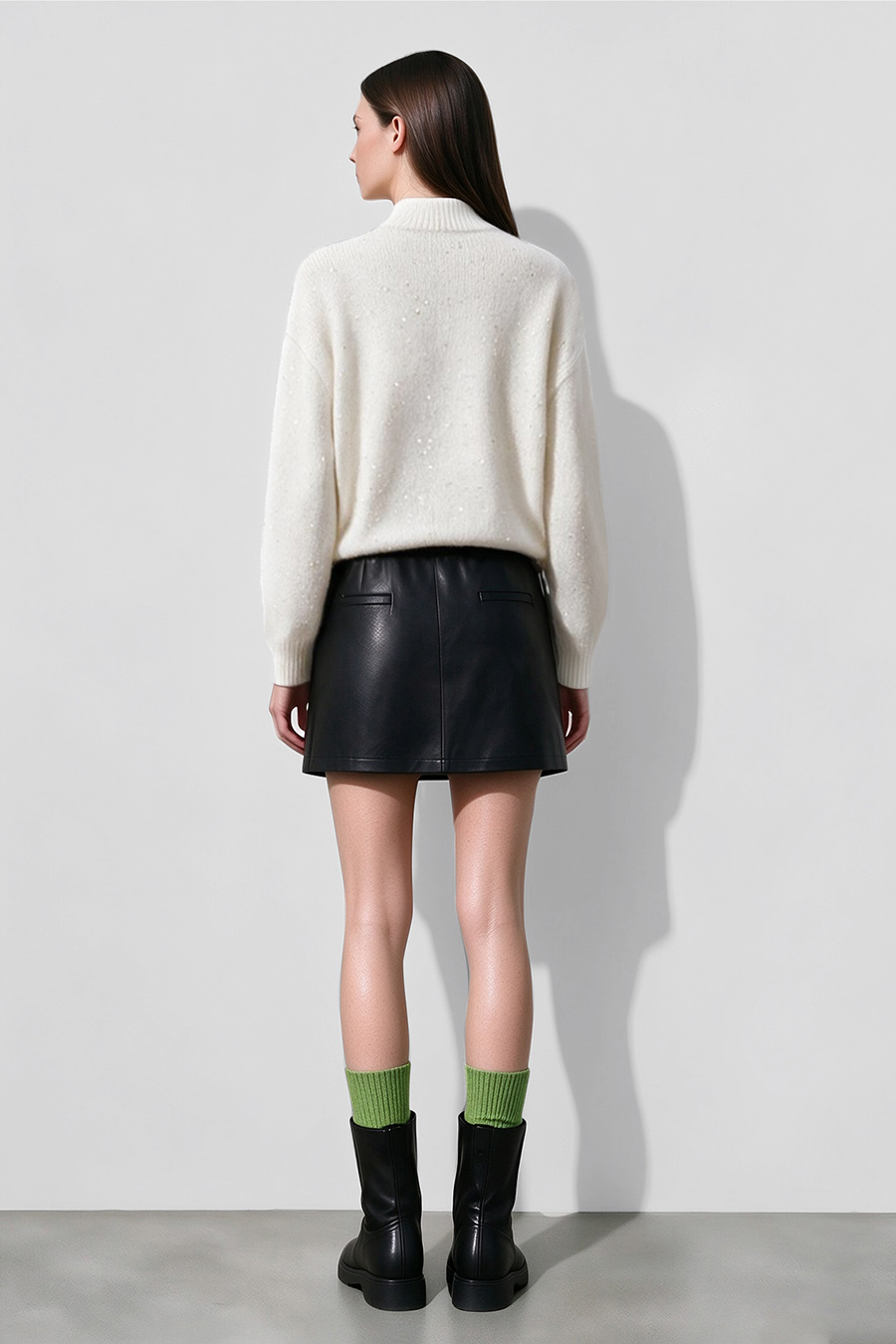 Sequin Yarn Color-Block Sweater|AMII