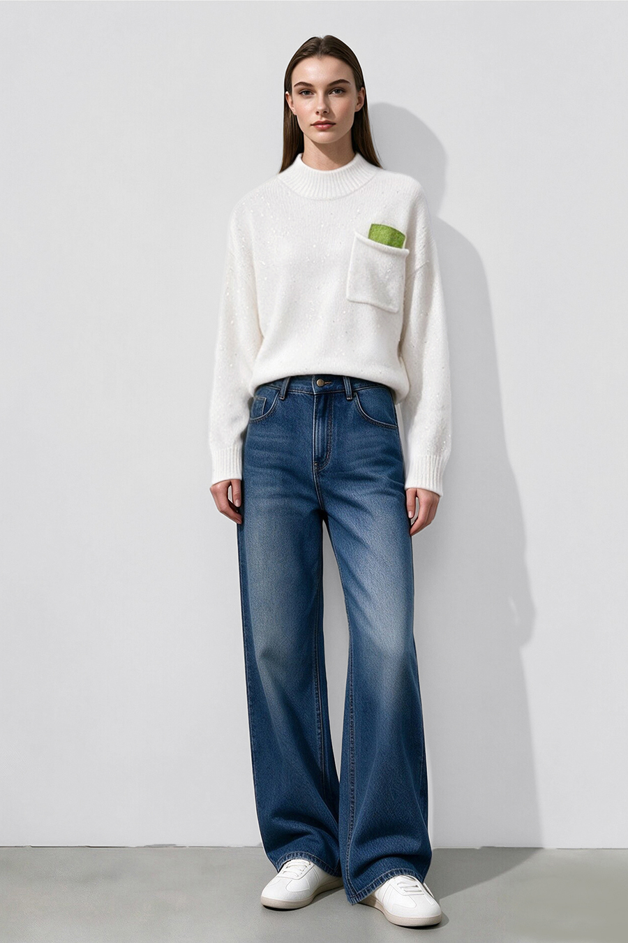 Sequin Yarn Color-Block Sweater|AMII