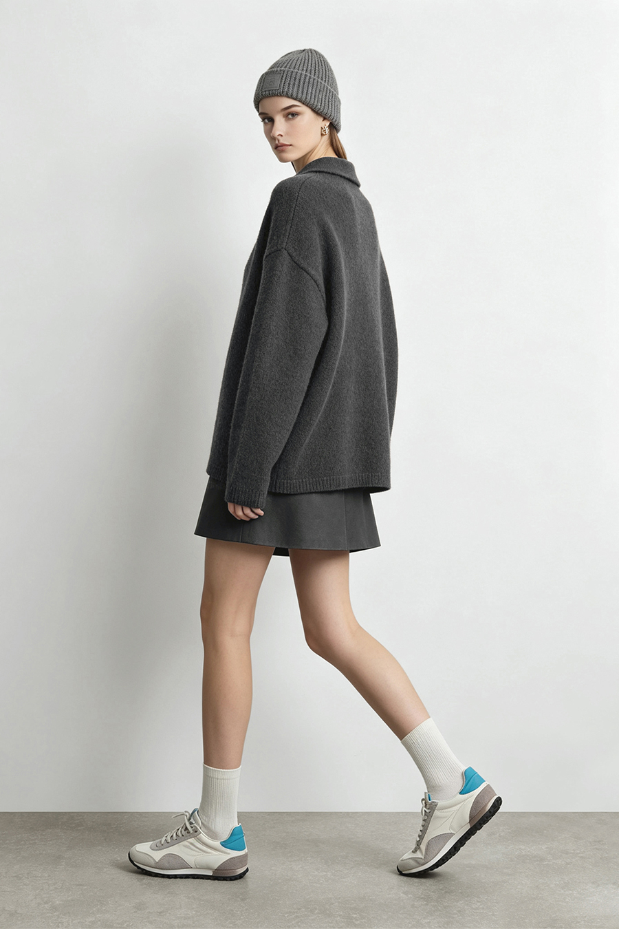 Lapel Collar Drop-Shoulder Sweater|AMII