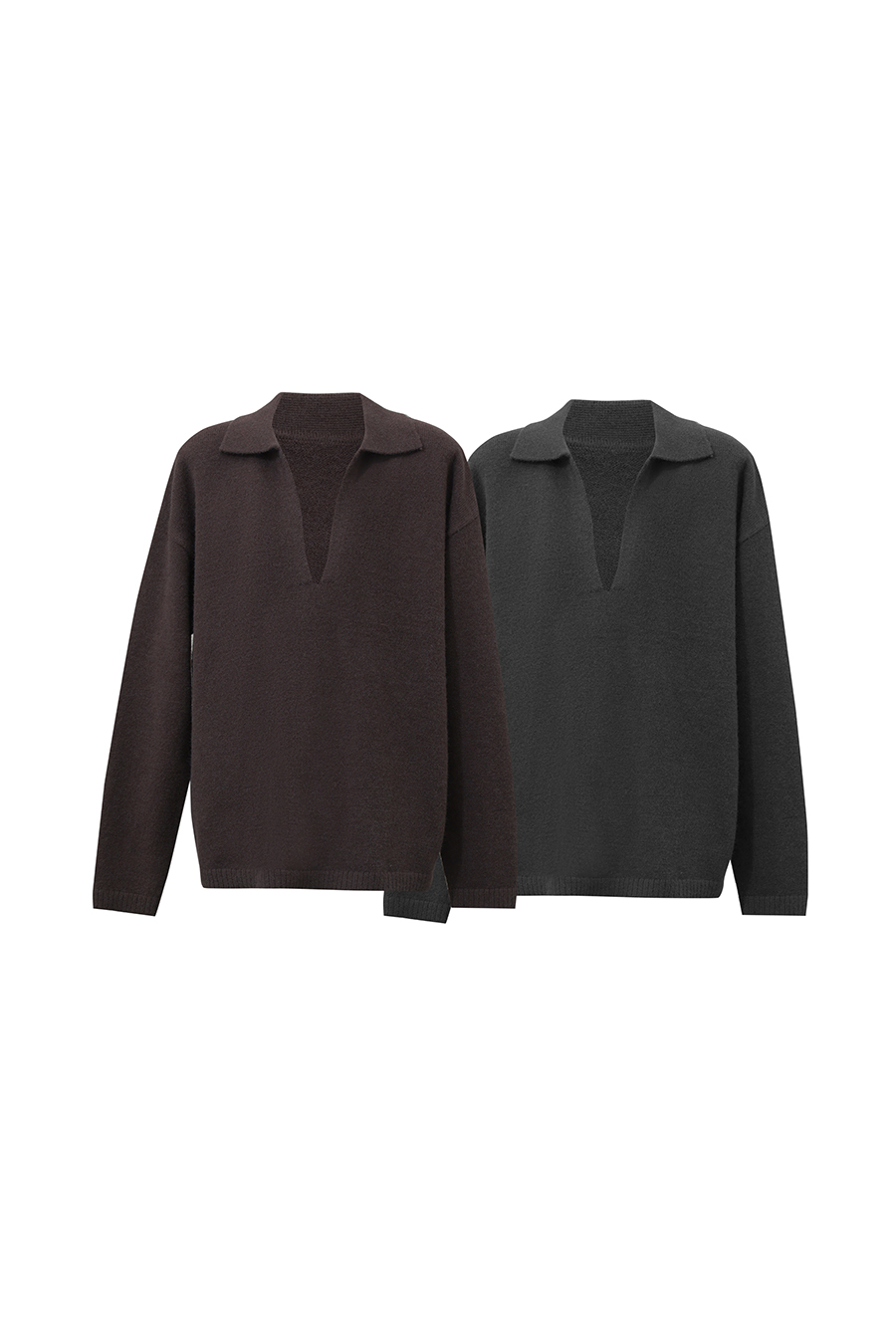 Lapel Collar Drop-Shoulder Sweater|AMII