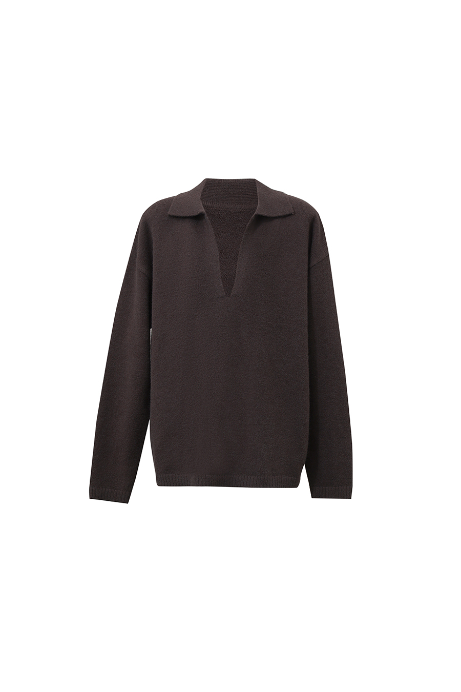 Lapel Collar Drop-Shoulder Sweater|AMII