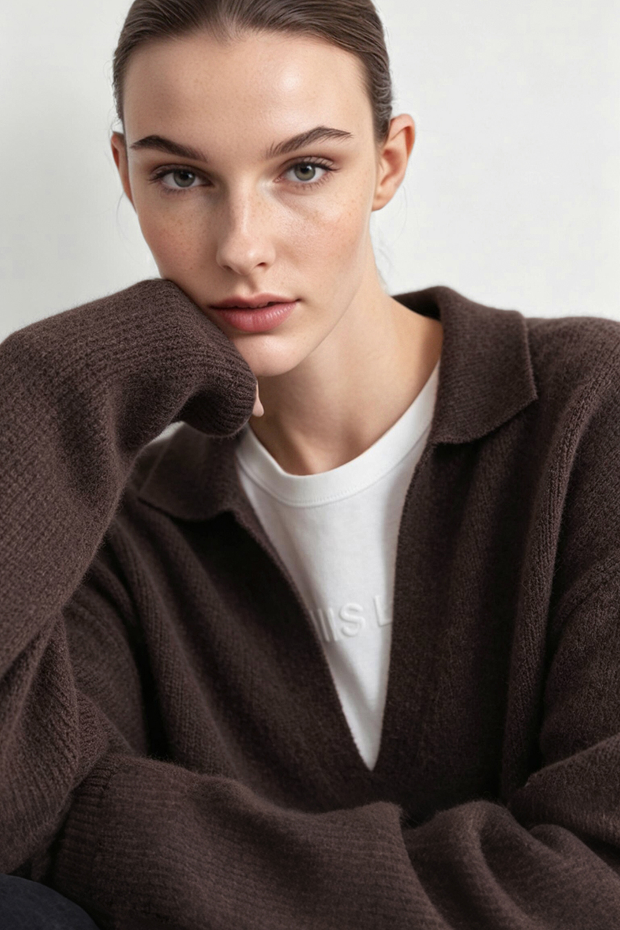 Lapel Collar Drop-Shoulder Sweater|AMII
